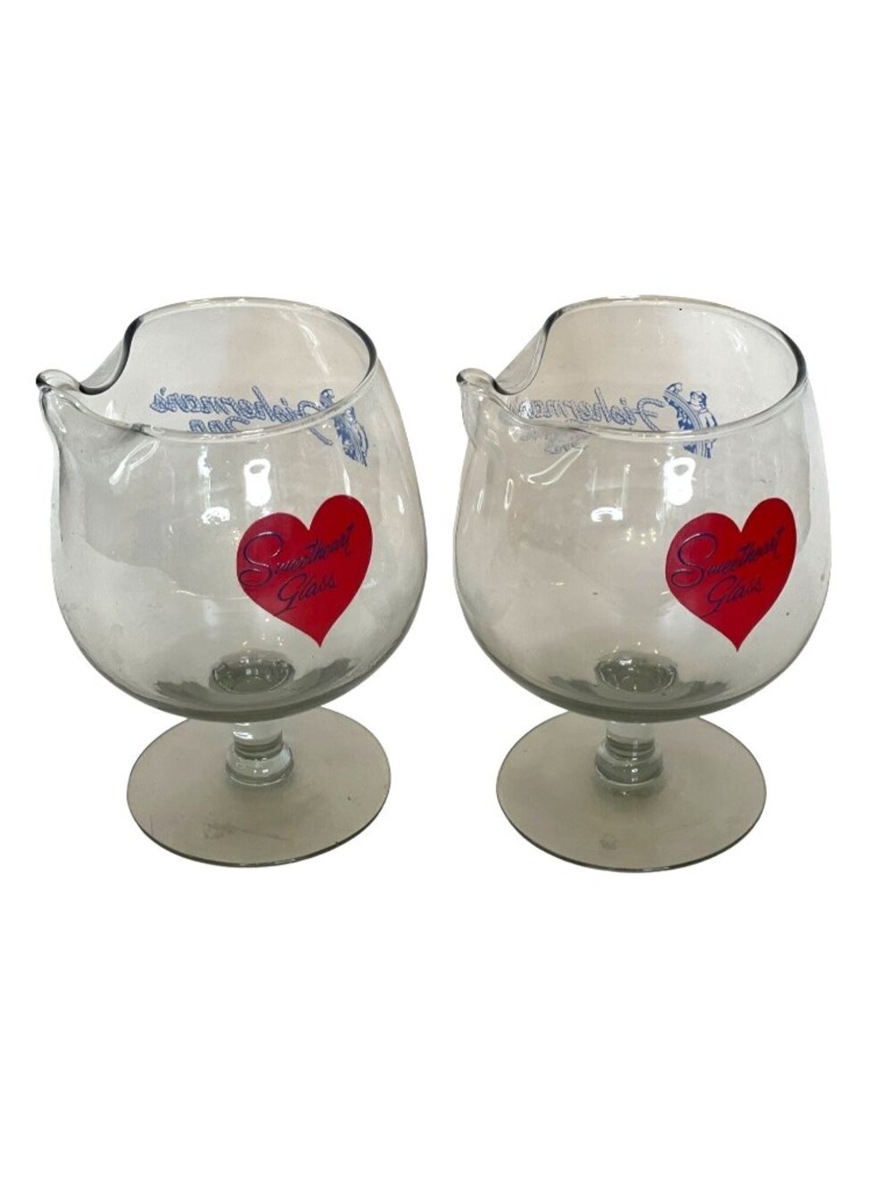Vintage Cocktail Mixing Pitcher Glass Footed Pedestal Set Fisherman's Inn 16oz